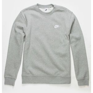 Nike Men's Club Fleece Crew Sweatshirt, gray, men’s size small